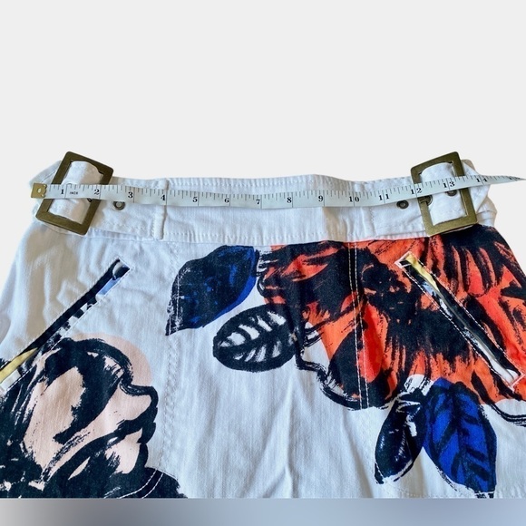 Anthropologie Maeve - White Denim Floral Belt Skirt - Picture 6 of 10